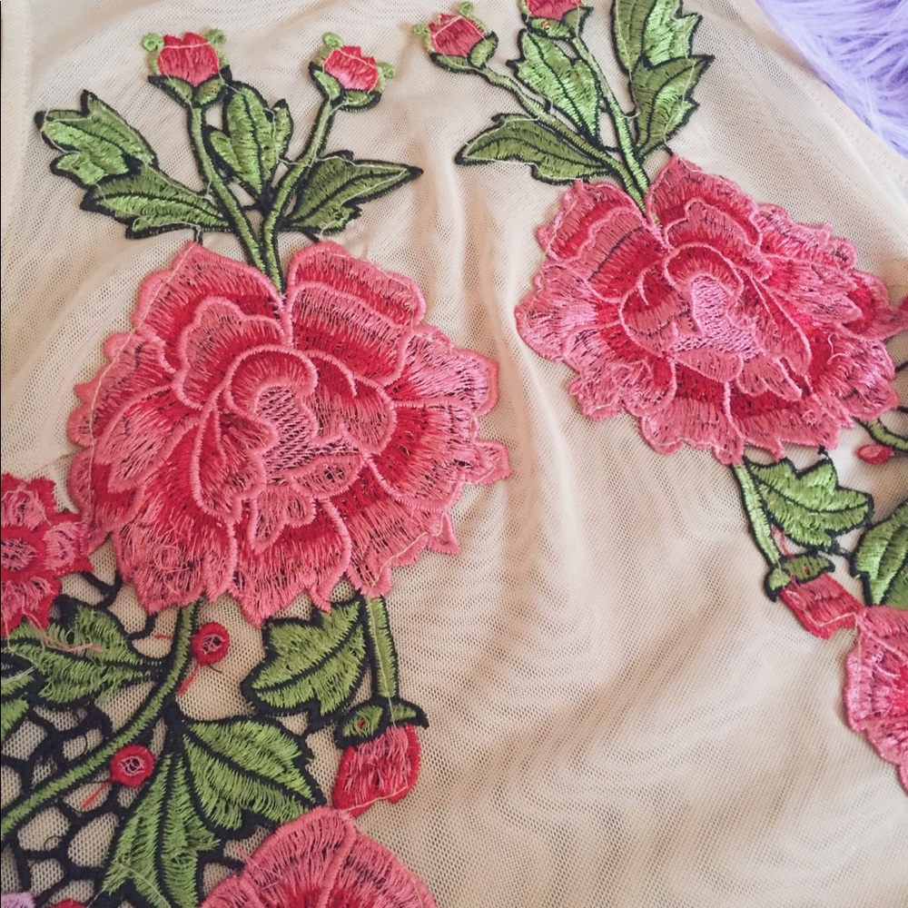 Floral embroidery bodysuit